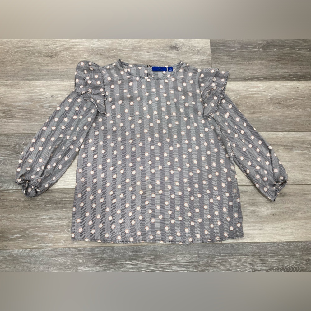 Apt. 9 Zig Zag and Polka Dot Top-Black, White, and Orange Small